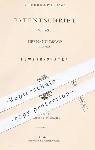 original Patent - Hermann Droop , Barmen , 1879 , Gewehr - Spaten | Gewehre , Militär , Waffen , Geschütz !!