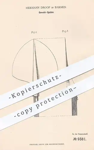 original Patent - Hermann Droop , Barmen , 1879 , Gewehr - Spaten | Gewehre , Militär , Waffen , Geschütz !!