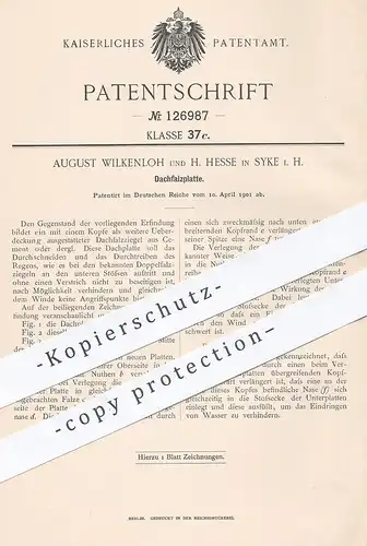 original Patent - August Wilkenloh , H. Hesse , Syke , 1901 , Dachfalzplatte | Dachdecker , Dach , Dachziegel , Ziegelei
