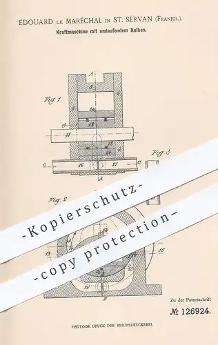 original Patent - Edouard le Maréchal , St. Servan , Frankreich , 1901 , Kraftmaschine mit umlaufendem Kolben | Motor !