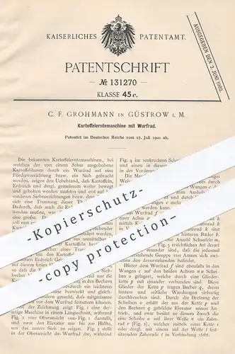 original Patent - C. F. Grohmann , Güstrow Mecklenburg  1900 , Kartoffelerntemaschine | Kartoffel | Landwirtschaft Agrar