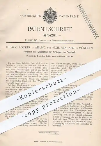 original Patent - Ludwig Rössler , Aibling , Hch. Reinhard , München , 1890 , Vertilgung von Flugstaub | Mühle , Mühlen