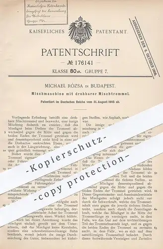 original Patent - Michael Rózsa , Budapest , 1905 , Mischmaschine mit drehbarer Mischtrommel | Mühle , Mühlen !!!