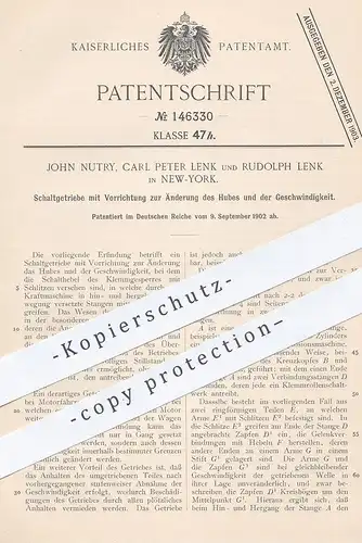 original Patent - John Nutry , Carl Peter Lenk , Rudolph Lenk , New York , 1902 , Schaltgetriebe | Getriebe !!!
