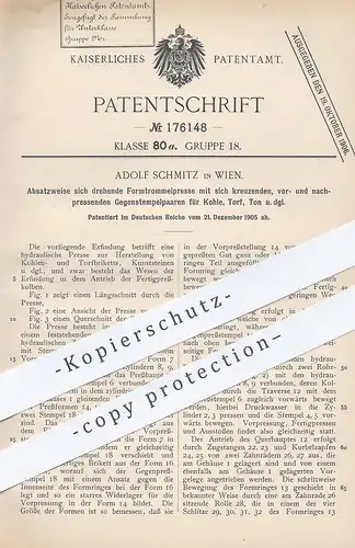 original Patent - Adolf Schmitz , Wien , 1905 , Formtrommelpresse für Kohle , Torf , Ton | Form - Presse