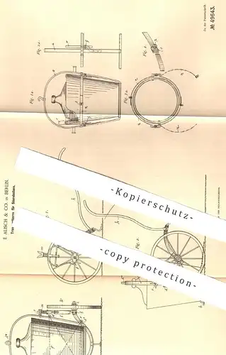 original Patent - E. Alisch & Co. , Berlin , 1889 , Transportkarre für Säure | Karre für Säure - Behälter | Gefahrgut