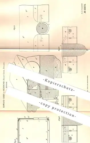 original Patent - Edward Green , Richmond , Halkin Lodge , England , 1889 , engl. Billard | Billardtisch , Sport , Pool