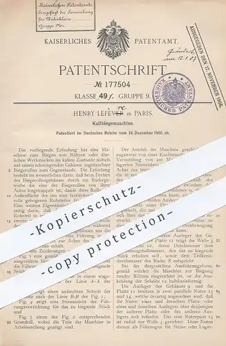 original Patent - Henry Lefèvre , Paris , Frankreich , 1905 , Kaltbiegemaschine | Biegen von Rohr | Metall , Drehbank !!