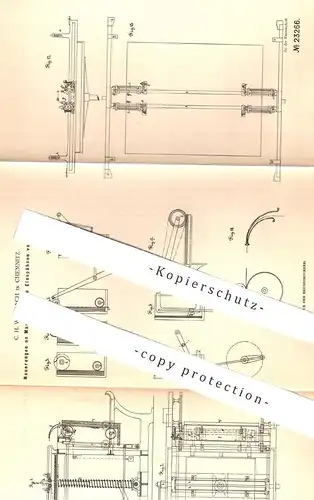 original Patent - C. H. Weisbach , Chemnitz , 1882 , Maschinen zum Einspähnen von Gewebe | Stoff , Weber , Weben !!