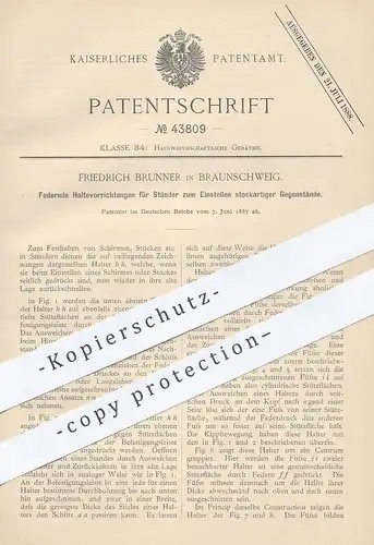 original Patent - Friedrich Brunner , Braunschweig , 1887 , Ständer für Schirm , Stock | Schirmständer , Schirmhalter !