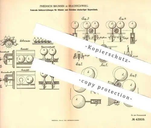 original Patent - Friedrich Brunner , Braunschweig , 1887 , Ständer für Schirm , Stock | Schirmständer , Schirmhalter !