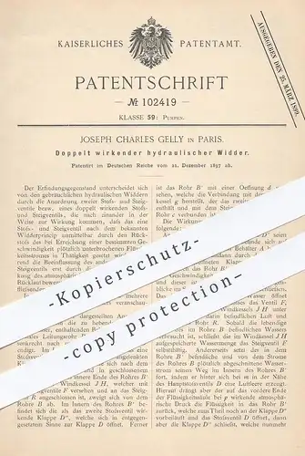 original Patent - Joseph Charles Gelly , Paris , 1897 , Doppelt wirkender hydraulischer Widder | Pumpe , Pumpen , Strom