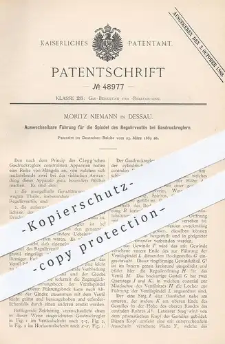 original Patent - Moritz Niemann , Dessau , 1889 , Regulierventil am Gasdruckregler | Gas - Brenner | Ventil , Regler !!
