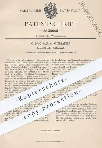 original Patent - C. Muchall , Wiesbaden , 1885 , Intermittierende Wasser - Spülung | Klempner , Wasserleitung !!!