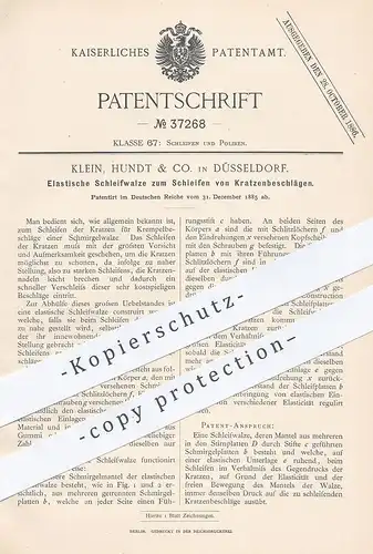 original Patent - Klein , Hundt & Co. , Düsseldorf , 1885 , Elastische Schleifwalze zum Schleifen von Kratzenbeschlägen