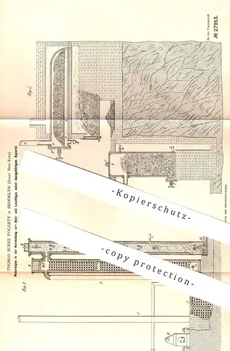 original Patent - Thomas Burke Fogarty , Brooklyn , New York , USA , 1883 , Heizgas , Leuchtgas , Gas | Ammoniak !!!