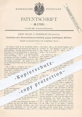 original Patent - Léon Pillet , Marseille , Frankreich , 1883 , Zapfhahn | Zapfanlage , Bier , Gastronomie , Hahn !!!