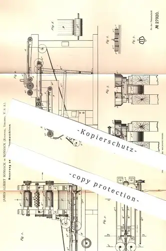 original Patent - James Albert Bonsack , Bonsack  Roanoke , Virginia USA , 1883 , Zigarettenmaschine | Zigarette , Tabak