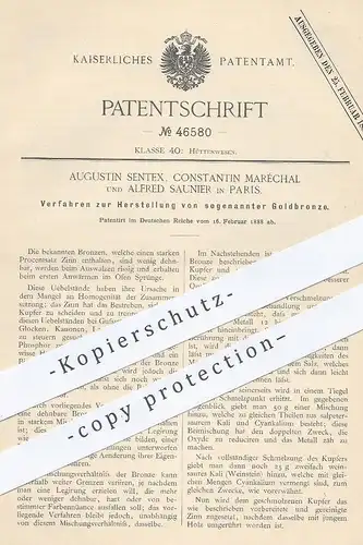 original Patent - Augustin Sentex , Constantin Maréchal , Alfred Saunier , Paris , 1888 , Goldbronze | Gold , Bronze !!
