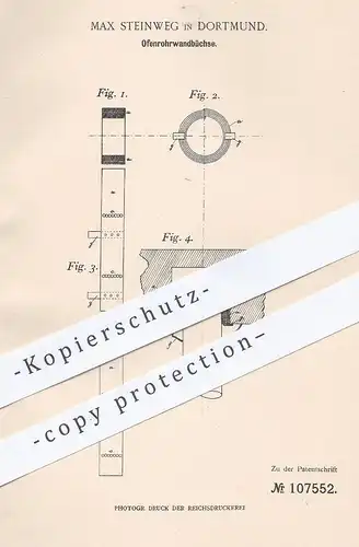 original Patent - Max Steinweg , Dortmund , 1899 , Ofenrohrwandbüchse | Ofen , Ofenrohr , Ofenbauer , Heizung , Feuerung