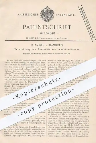 original Patent - C. Ammen , Hamburg , 1898 , Berieseln der Fenster bei Frost | Fensterbauer , Schaufenster , Haushalt