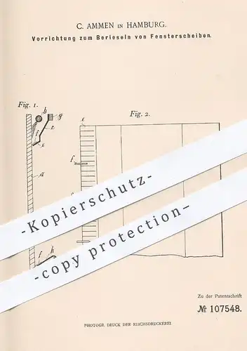 original Patent - C. Ammen , Hamburg , 1898 , Berieseln der Fenster bei Frost | Fensterbauer , Schaufenster , Haushalt