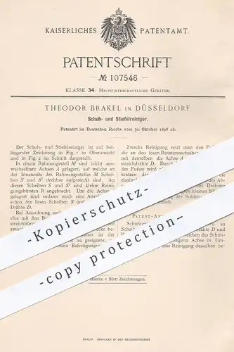 original Patent - Theodor Brakel , Düsseldorf , 1898 , Reiniger für Stiefel , Schuhe | Schuhputzer , Bürsten , Schuhwerk