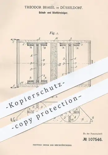 original Patent - Theodor Brakel , Düsseldorf , 1898 , Reiniger für Stiefel , Schuhe | Schuhputzer , Bürsten , Schuhwerk