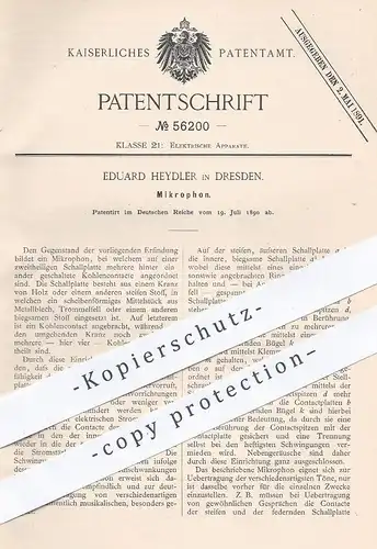 original Patent - Eduard Heydler , Dresden , 1890 , Mikrophon | Mikrofon , Schallplatte , Telefon , Elektrik !!