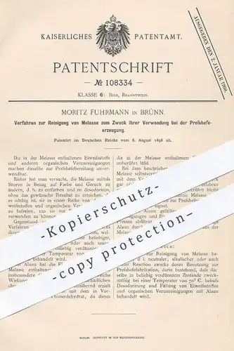 original Patent - Moritz Fuhrmann , Brünn , 1898 , Reinigung von Melasse zur Presshefeerzeugung | Hefe , Bier , Brauerei