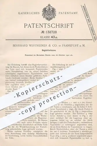 original Patent - Bernhard Wertheimer & Co. Frankfurt / Main , 1901 , Registrierkasse | Kasse , Ladenkasse , Geldkasse !