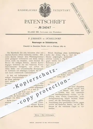 original Patent - P. Jorissen , Düsseldorf , 1883 , Schiebekarre | Karre , Karren , Schubkarre | Wagen , Wagenbau !!!