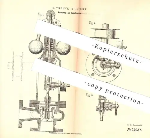 original Patent - R. Trenck , Erfurt , 1882 , Regulator | Regulatoren , Motor , Motoren , Gasmotor , Kraftmaschinen !!!
