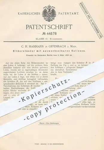 original Patent - C. H. Hammann , Offenbach / Main , 1888 , Bilderständer , Bilderrahmen | Bild - Rahmen | Buchbinder !!