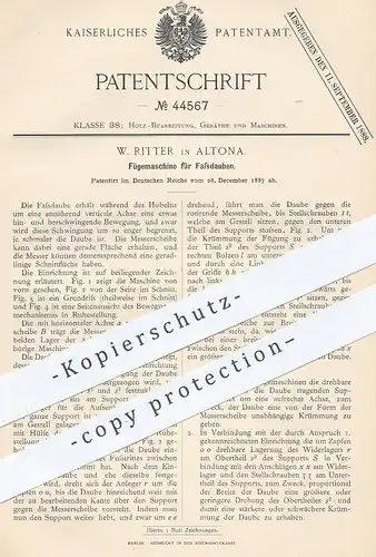 original Patent - W. Ritter , Hamburg / Altona , 1887 , Fügemaschine für Fassdauben | Fass , Fässer , Holzfass , Bier !