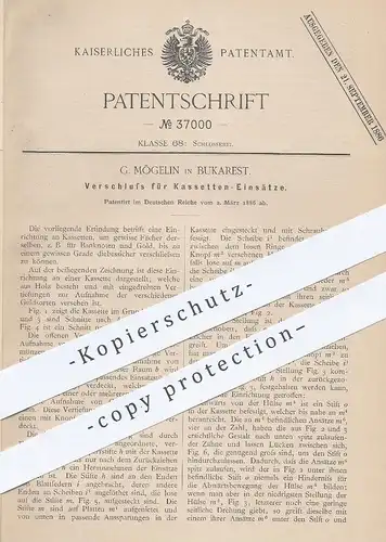 original Patent - G. Mögelin , Bukarest , 1886 , Verschluss für Geld - Kassette | Kasse , Safe , Tresor , Geldschrank !!
