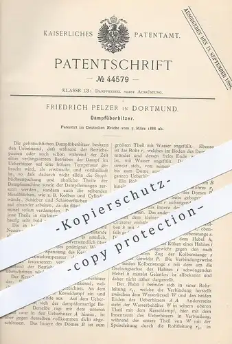 original Patent - Friedrich Pelzer , Dortmund , 1888 , Dampfüberhitzer | Dampfkessel , Wasser - Kessel !!