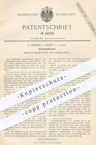 original Patent - C. Hesmer , Essen / Ruhr , 1887 , Schnellzapfapparat | Zapfanlage | Bier zapfen | Ausschank !!!