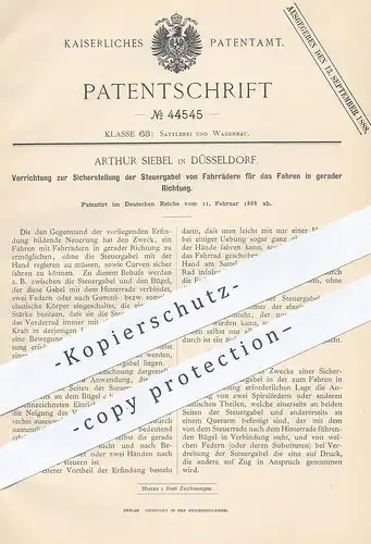 original Patent - Arthur Siebel , Düsseldorf , 1888 , Fahrrad - Gabel | Fahrräder , Rad , Räder , Lenkung !!