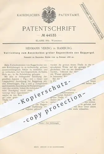 original Patent - Hermann Vering , Hamburg , 1888 , Ausscheiden grober Gegenstände aus Baggergut | Bagger , Tiefbau !!!