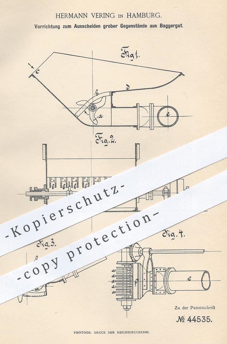 original Patent Hermann Vering , Hamburg , 1888 , Ausscheiden grober