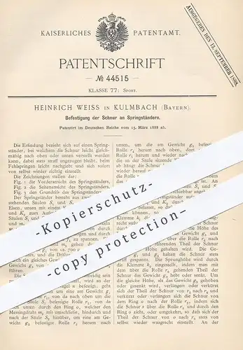 original Patent - Heinrich Weiss , Kulmbach , 1888 , Befestigung d.Schnur am Springständer | Sport , Turngerät , Turnen