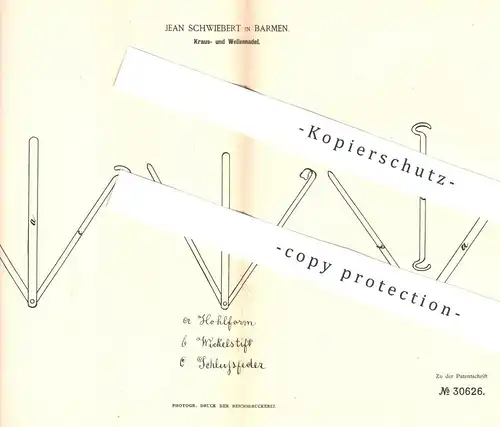 original Patent - Jean Schwiebert , Barmen 1884 , Krausnadel , Wellennadel | Haarnadel | Haar , Haare , Friseur , Frisur