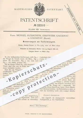 original Patent -Michael Flürscheim , Eisenwerk Gaggenau  1882 , Tafelwaage | Tafelwaagen | Waage , Waagen , Waagebalken