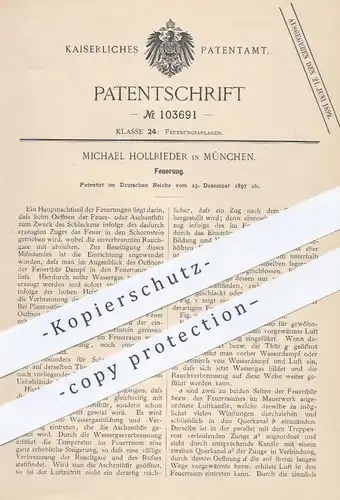 original Patent - Michael Hollrieder , München , 1897 , Feuerung | Heizung , Ofen , Öfen , Ofenbauer , Schlacke !!