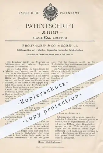 original Patent - F. Holtzhausen & Co. , Nossen , 1906 , Schälmaschine | Schälen von Getreide , Korn | Landwirt , Bauer