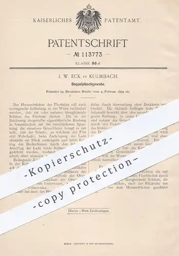 original Patent - J. W. Eck , Kulmbach , 1899 , Doppelplüschgewebe | Plüsch , Flor , Gewebe , Stoff , Webstuhl , Weben