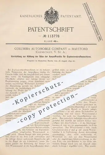 original Patent - Columbia Automobile Company , Hartford , Connecticut , USA , 1899 , Auspuffventile an Motoren | Motor