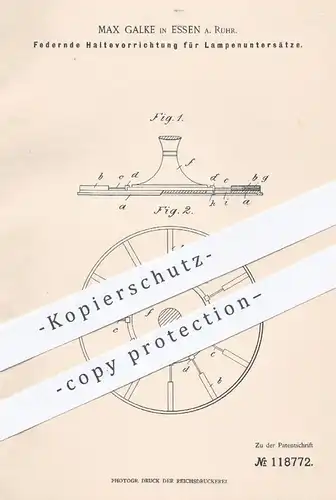original Patent - Max Galke , Essen / Ruhr , 1900 , Halterung für Lampenuntersätze | Lampe , Lampen , Licht , Elektriker