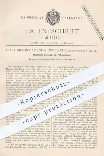 original Patent - Frank Milton Garland , New Haven , Connecticut , USA , 1890 , Maschinen - Geschütz mit Patronenband !!